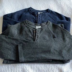 Dark Gray and Navy Waffle Henleys